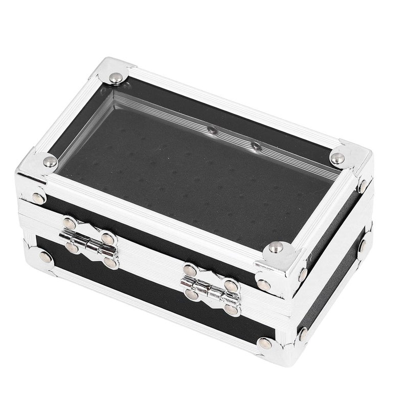 Pomya Nail Drill Bit Holder Storage Box, Multi Hole Nail Drill Bits Stand Displayer with Transparent Cover, Nail Bits Organizers Container (Black) - Image 1